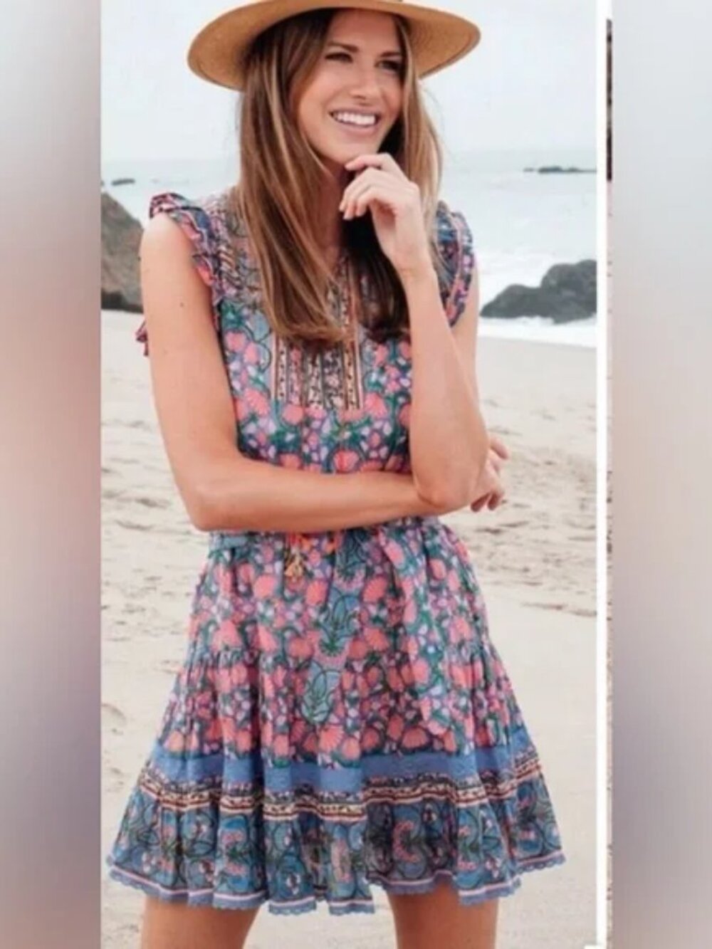 Bell by Alicia Bell Amira Mini Dress w/ Belt - Medium - Silk & Cotton - Like New - Picture 2 of 16
